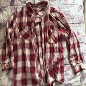 Levi's Red and White Plaid Casual Shirt
